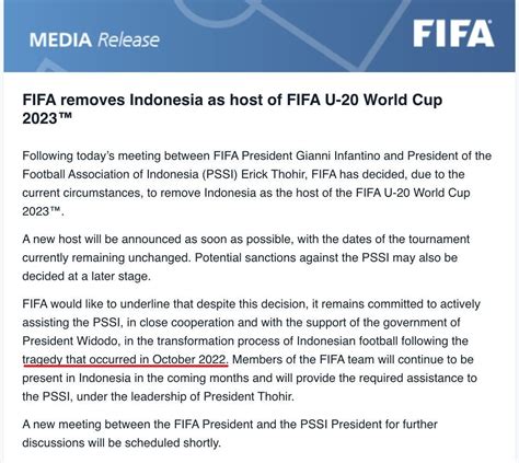 alasan fifa membatalkan u 20 di indonesia